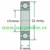 Rodamiento de bolas SKF 6002-C3 medida 9 x 15 x 32 mms. sin blindaje