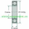 Rodamiento de bolas SKF 607-C3 medida 6 x 7 x 19 mms. sin blindaje