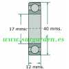 Rodamiento de bolas INA-FAG 6203-C3 medida 12 x 17 x 40 mms. sin blindaje
