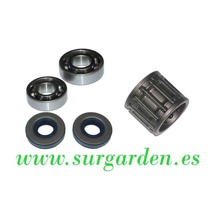 Juego de 2 rodamientos + 2 retenes de cigüeñal + rodamiento de aguja adaptable a cortadora Stihl TS350