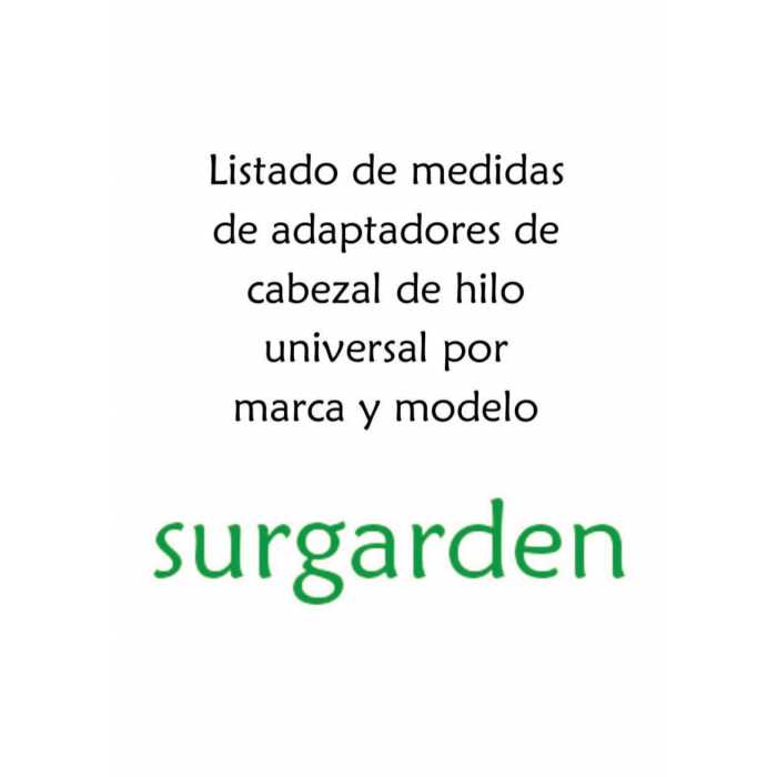 Listado de medidas de adaptadores de cabezal universal