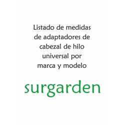 Listado de medidas de adaptadores de cabezal universal