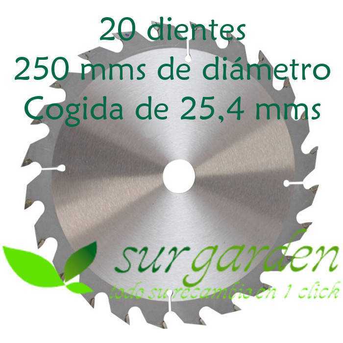Disco corte desbrozadora Widia profesional 20 dientes / 250 mms / cogida de 25,4 mms