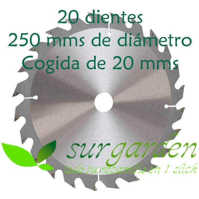Disco corte desbrozadora Widia profesional 20 dientes / 250 mms / cogida de 20 mms