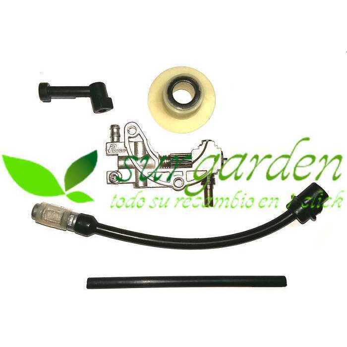 Kit de bomba de aceite + sinfín + tubos y conectores de aceite + filtro de aceite motosierra china Nordet - Topsun - Linea HD