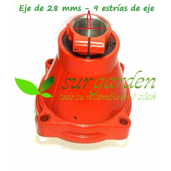 Soporte de campana de embrague para tubo de Ø28 mms y eje de 9 estrías para desbozadoras asiáticas