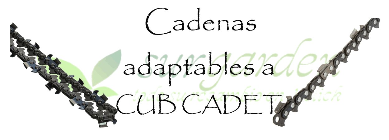 Cub Cadet.            Elija marca y modelo de la lista y obtendrá un listado de todas las opciones de cadena para su máquina. 